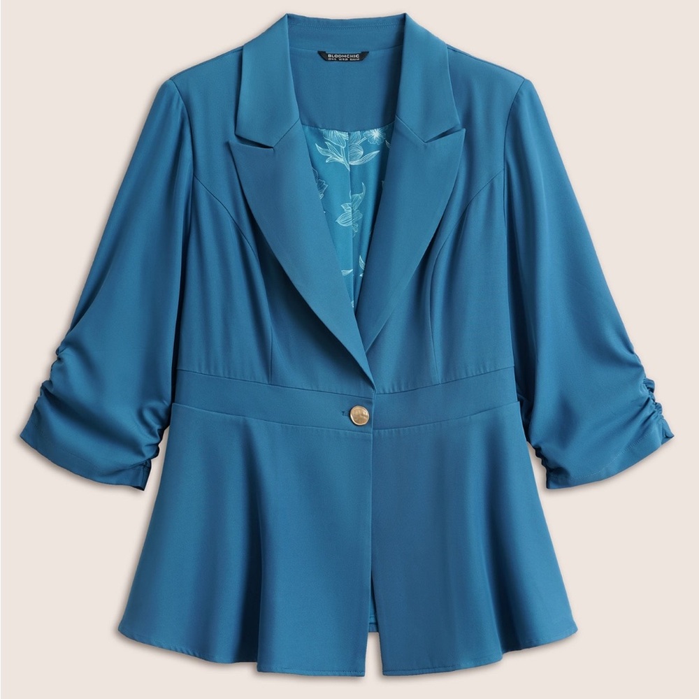 BloomChic Plus Size 2X Elegant Blue Women's Lined Suit Jacket